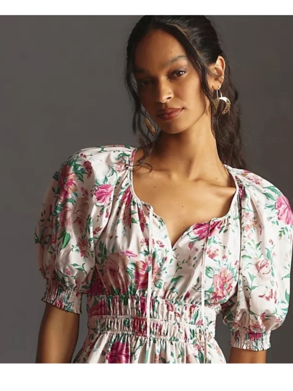 Anthropologie Floral Somerset Maxi Dress in Ivory and Pink 2X - Picture 7 of 11